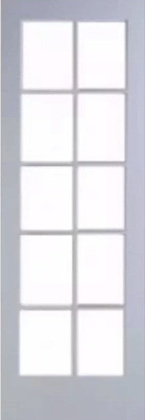 Slab:Primed MDF Smooth French Door (10-Lite - 80") 0r (12-lite 96") Clear Glass Ovolo Sticking Slab 10/13 *BV