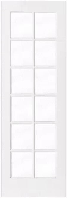 Slab:Primed MDF Smooth French Door (10-Lite - 80") 0r (12-lite 96") Clear Glass Ovolo Sticking Slab