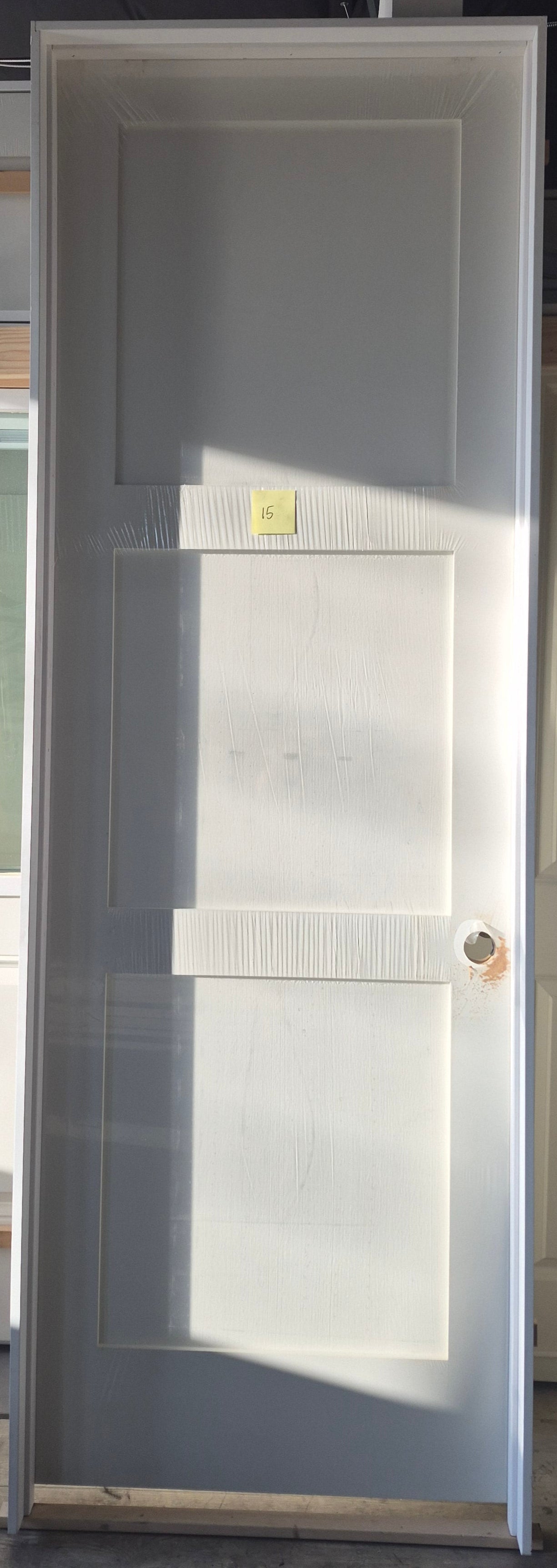 CLEARANCE - Interior Door 15 - Pre-hung Left Hand Swing 2/8(32")x8/0(96")x 1-3/8" Primed MDF Smooth 3-Panel True Shaker SC