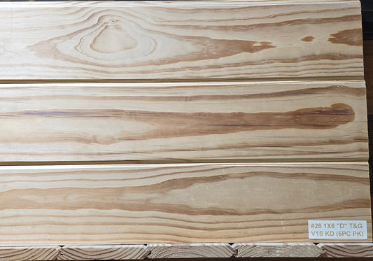 Logan: #26 SYP 1x6 "D" T&G V1S KD (6 pc. pack)