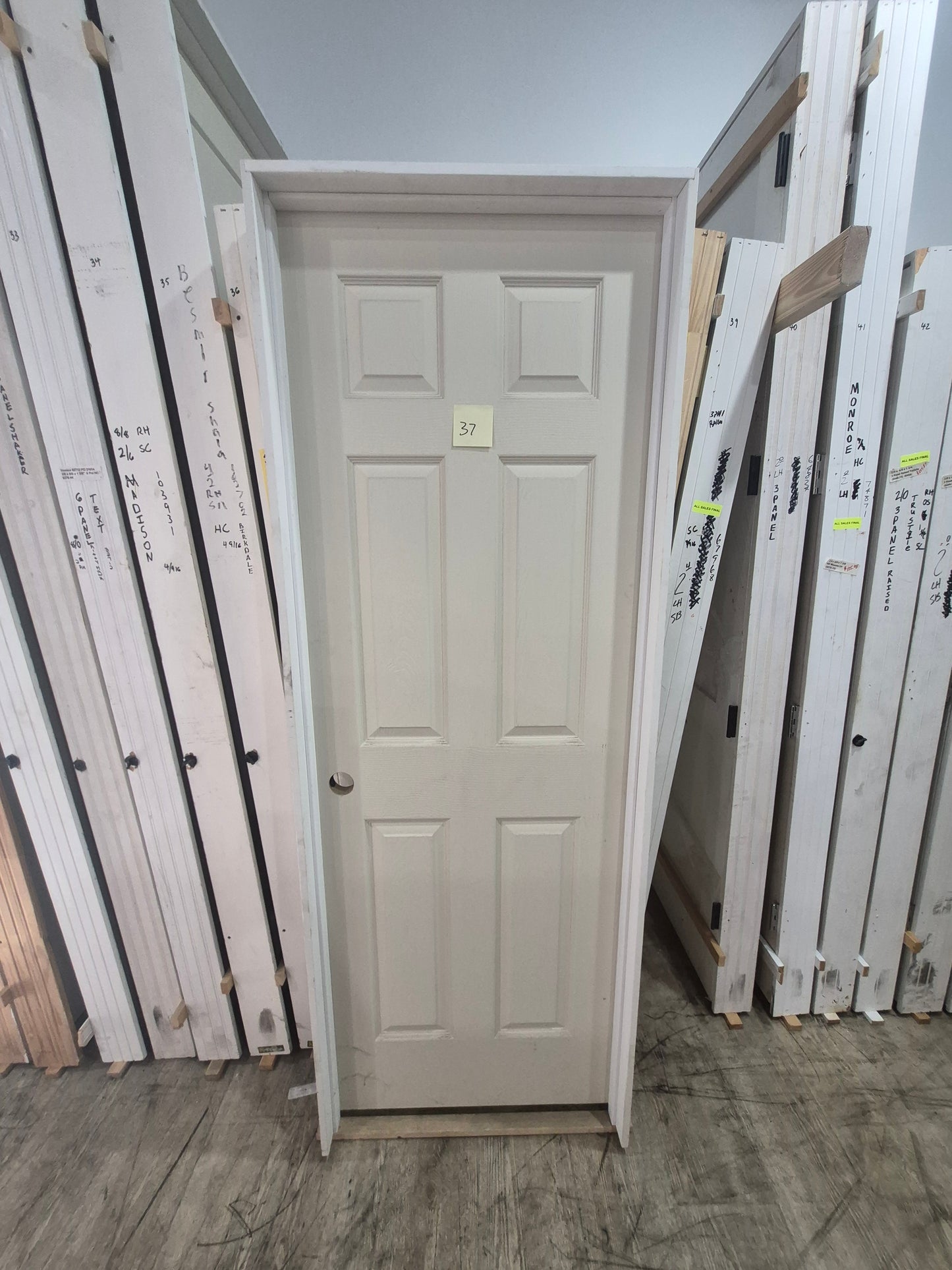 CLEARANCE - Interior Door 37 - Pre-hung Right Hand Swing 2/4(28")x6/8(80")x 1-3/8" Primed Molded Textured 6-Panel Raised Colonist Hollow Core