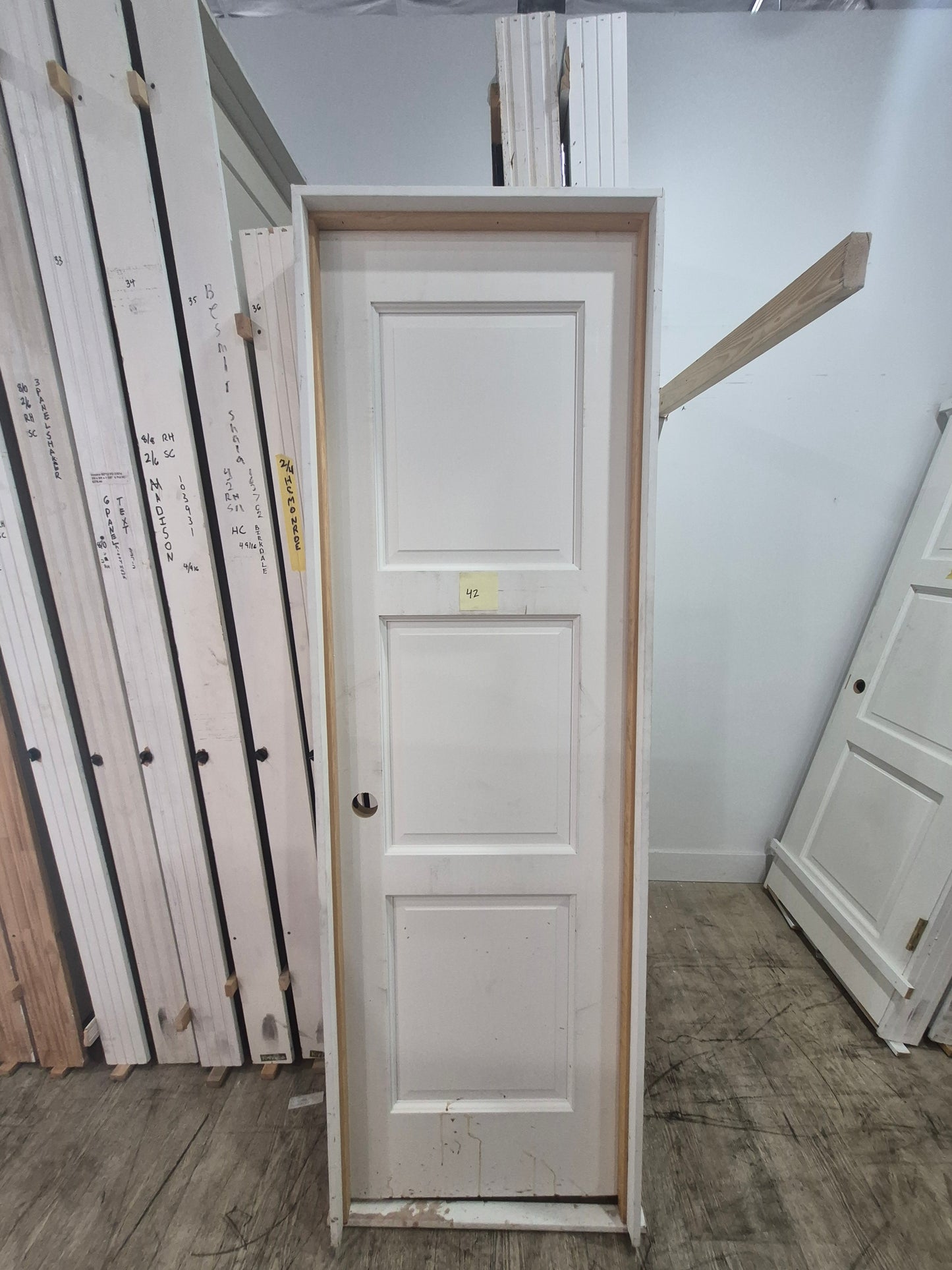 CLEARANCE - Interior Door 42 - Pre-hung Right Hand Swing 2/0(24")x6/8(80")x 1-3/4" Primed MDF 3-Panel True Shaker SC