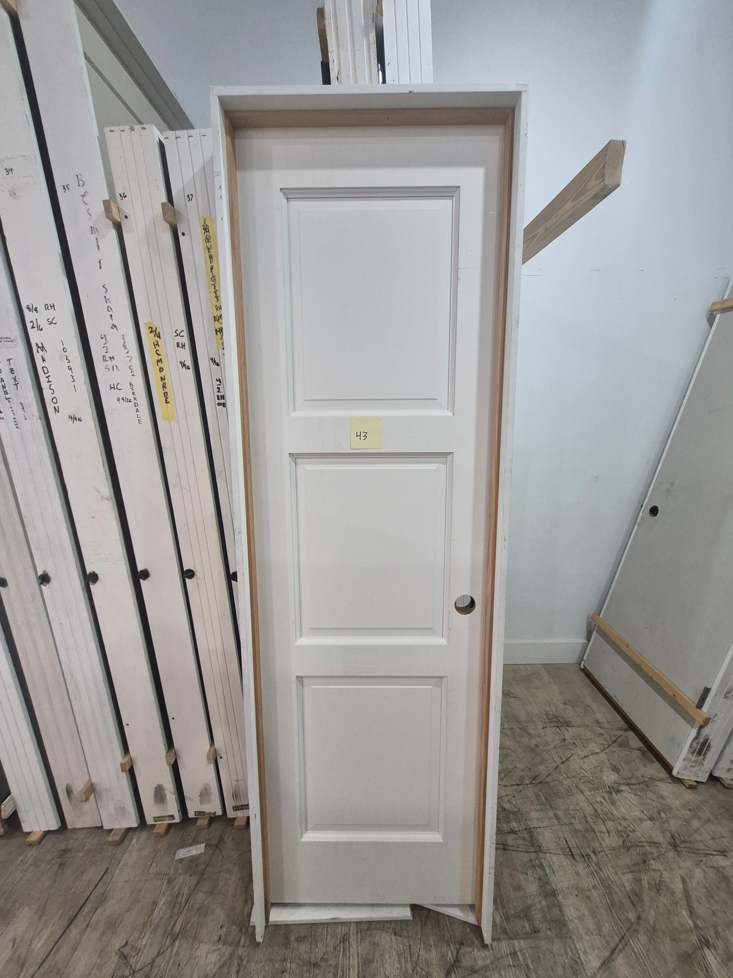 CLEARANCE - Interior Door 43 - Pre-hung Left Hand Swing 2/0(24")x6/8(80")x 1-3/4" Primed MDF 3-Panel True Shaker SC (Copy)