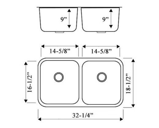 PROHS - Kitchen Sink - PROHS 50/50 Equal Double Bowl Stainless Steel Undermount Kitchen Sink