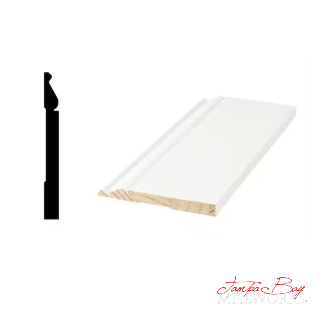 Base: 5163 5 1/4 Primed Finger Joint Pine (9-16"x5-1/4") 8' or 16'