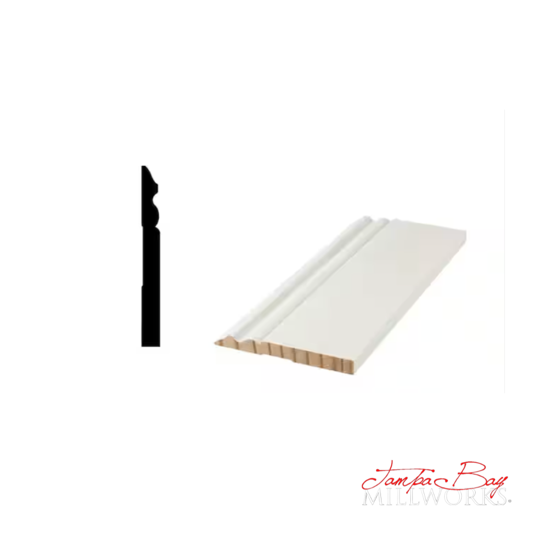 Base: 5180 5 1/4 Primed Finger Joint Pine (9/16"x5-1/4") 8' or 16'