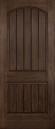 SLAB: Fiberglass Rustic Woodgrain 2-Panel Arch Plank Raised HVHZ-Impact DRA2AI (unfinished)