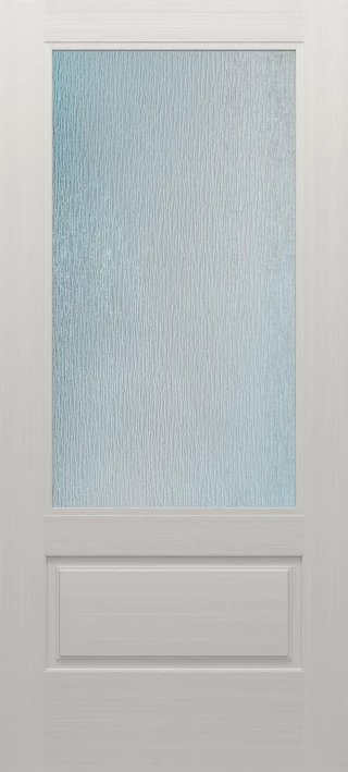 SLAB: Nova-90 Fiberglass Smooth 3/4-lite over 1-Panel direct glazed Rain glass HVHZ-Impact (unfinished)