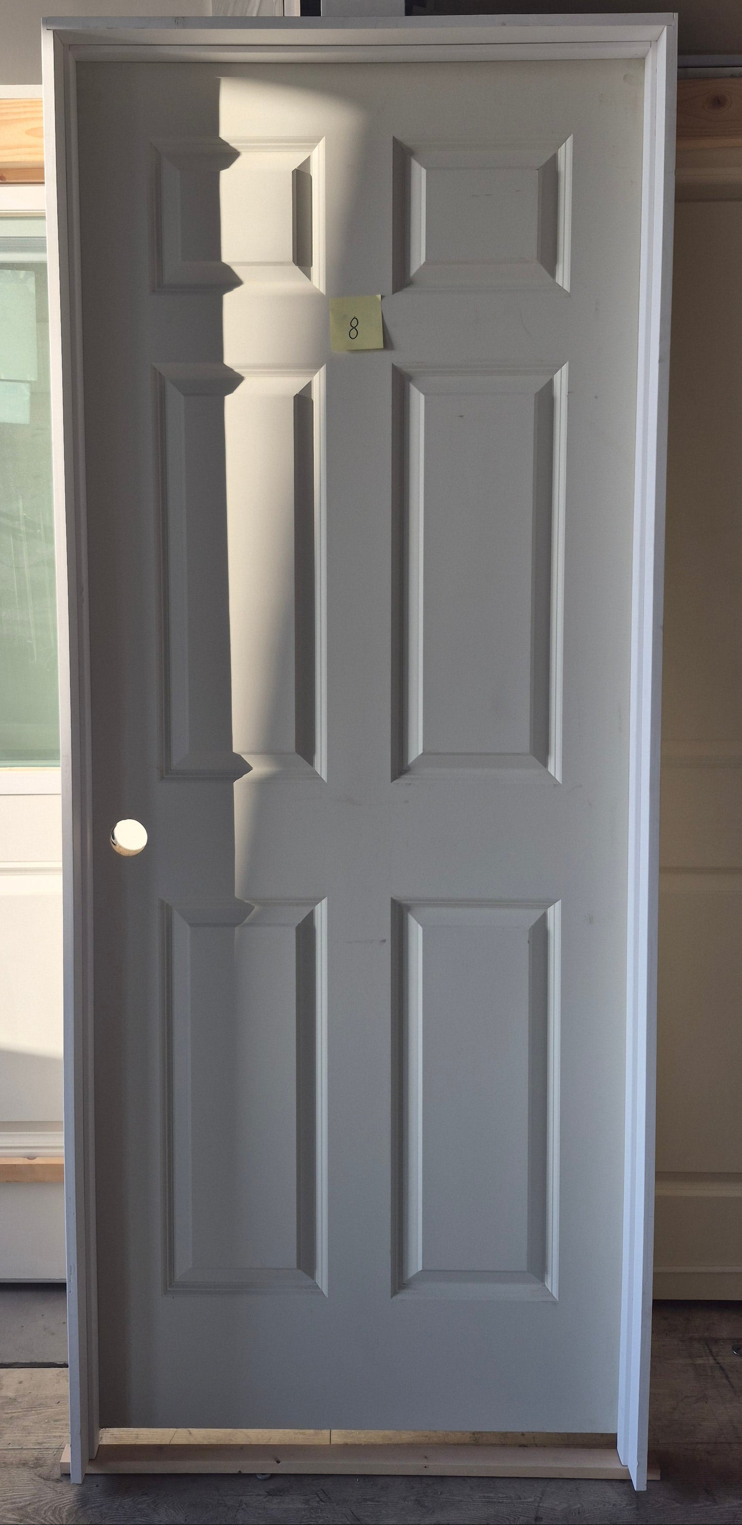 CLEARANCE - Interior Door 8 - Pre-hung Right Hand Swing 2/8(32")x6/8(80")x 1-3/8" Primed Molded Smooth 6-Panel Raised Colonist Hollow Core