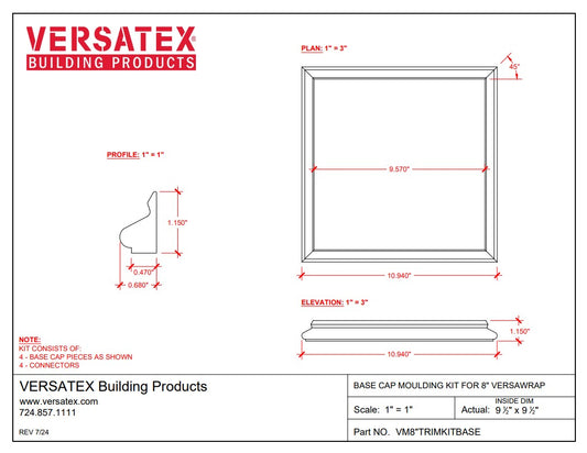 Versatex: 39425 8" PVC Versa Wrap Base Trim Kit