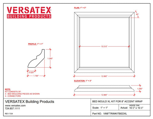 Versatex: 26215 8" Versa Wrap Trim Kit Bed Moulding