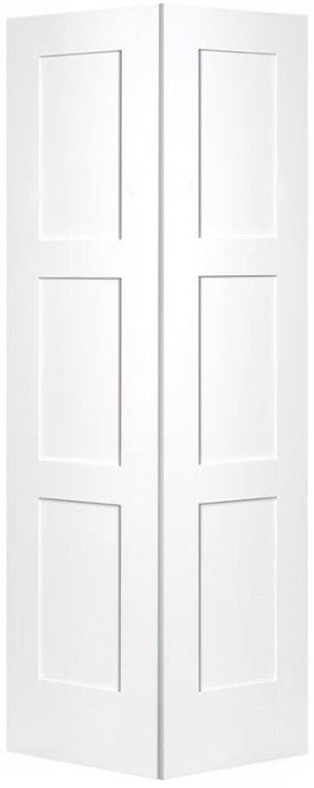 BiFold:Birkdale 3-Panel Shaker Style Hollow Core Smooth Bifold Door w/Hardware