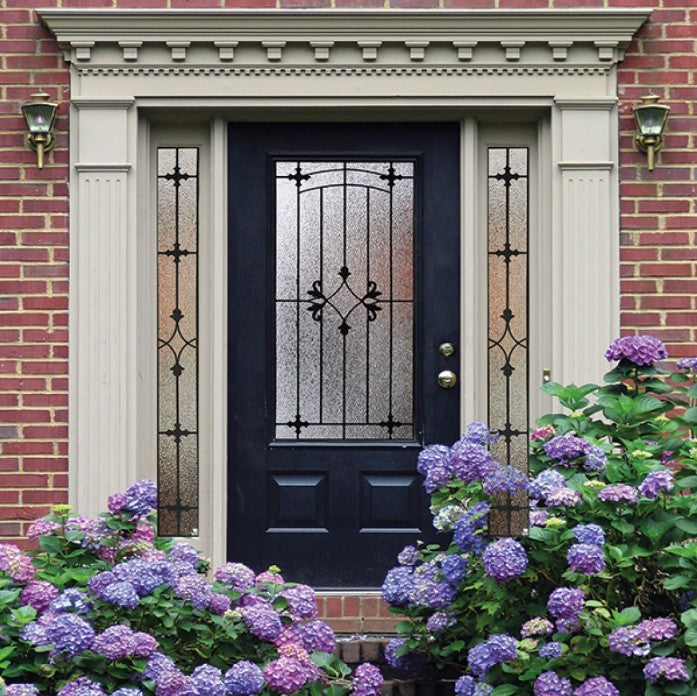 Door Glass Insert: Charleston Decorative Glass Wrought Iron Design Impact Rated