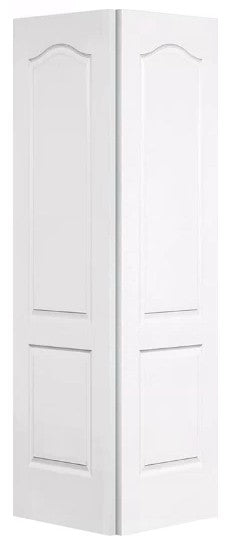 Bifold:Classique Primed Moulded Textured 2-Panel Archtop Raised Panel Hollow Core Bifold Door w/Hardware