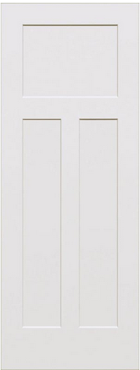 Slab: Craftsman(SHC) Primed Molded 3-Panel Craftsman Shaker Style Smooth Hollow Core Slab 1 3/8"