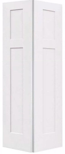 BiFold:Craftsman III 3-Panel Shaker Style Hollow Core Smooth Bifold Door w/Hardware
