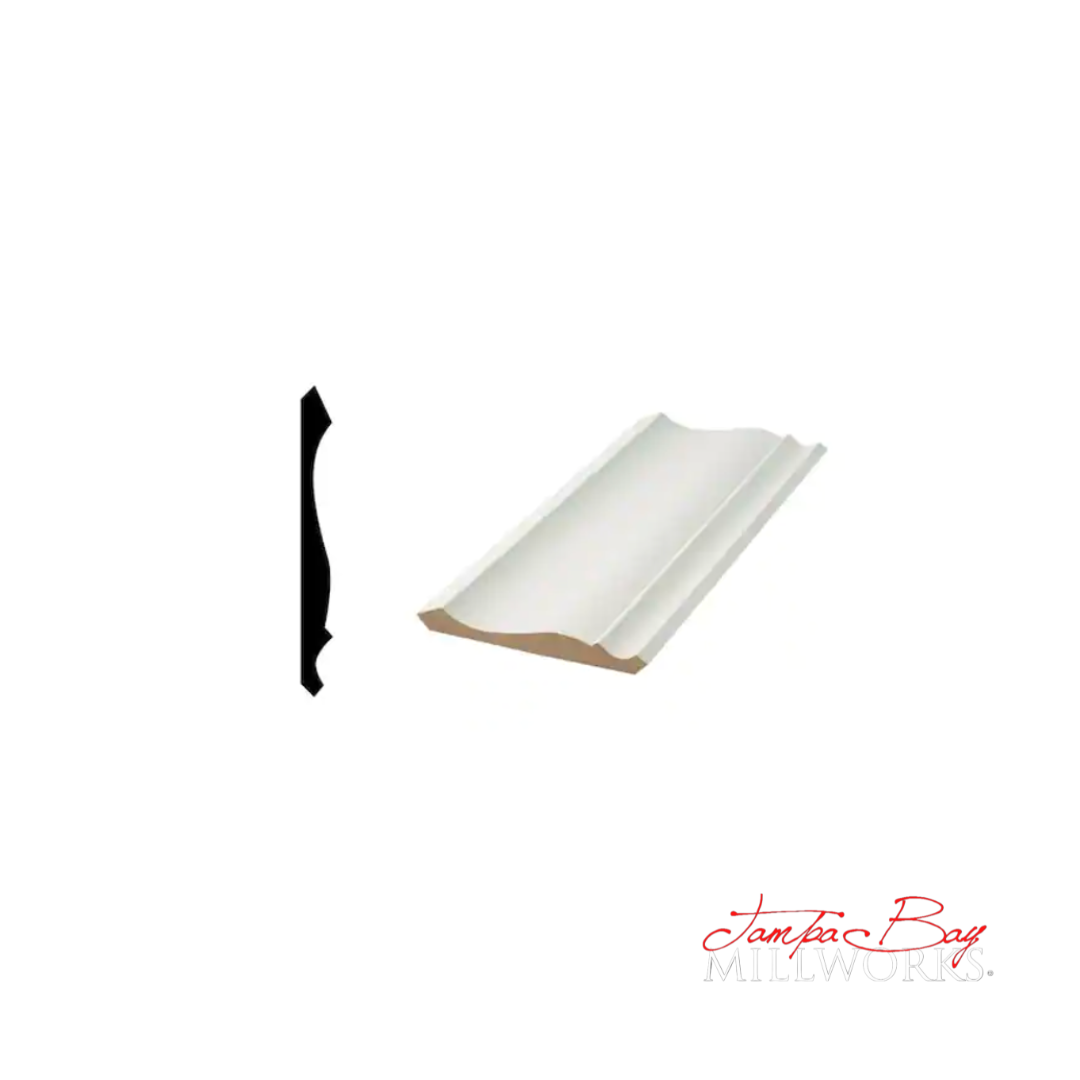 Crown: 45 5 1/4 Primed Finger Joint Pine (9/16"x5-1/4") 8' or 16'