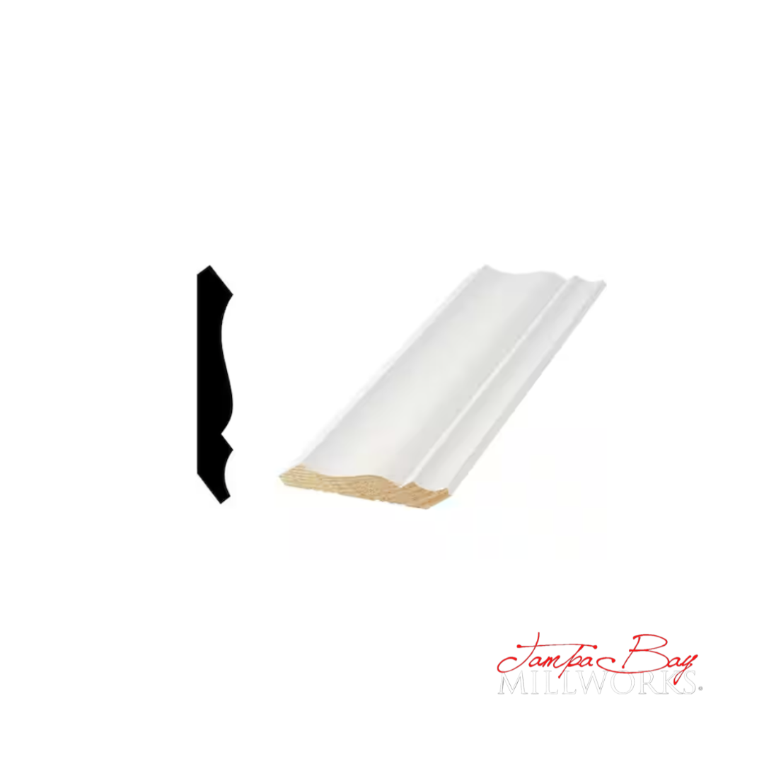 Crown: 49 3 5/8 Primed Finger Joint Pine (9/16"x3-5/8") 8' or 16'