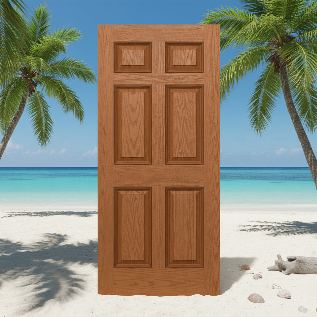 PlastPro Oak Series DRG60 6-Panel Raised Texture Fiberglass Doors - FL#17347