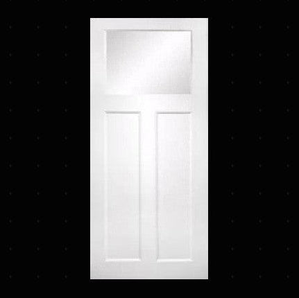 Slab: Fiberglass Smooth 1-Lite over 2-Panel Direct Glazed Craftsman Shaker DRS3C/DRS3C80