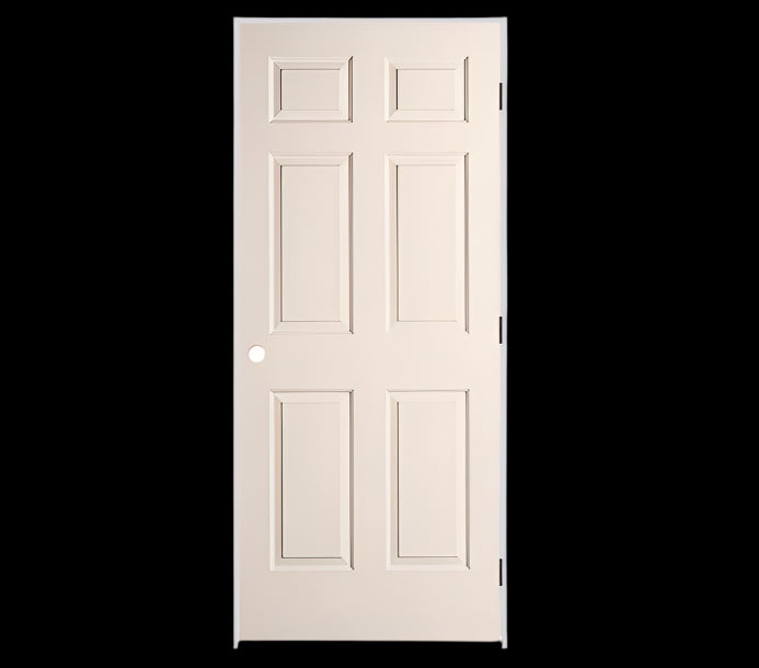 PreHung: Colonist 6/8(80") Primed Moulded Textured 6-Panel Hollow Core Slab 1 3/8"
