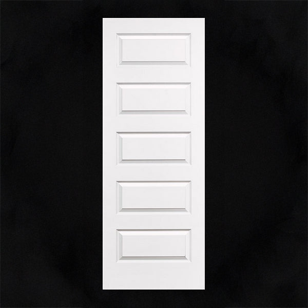 Slab: Rockport Primed Molded 5-Panel Equal Raised Squaretop Smooth Hollow Core Slab 1 3/8"