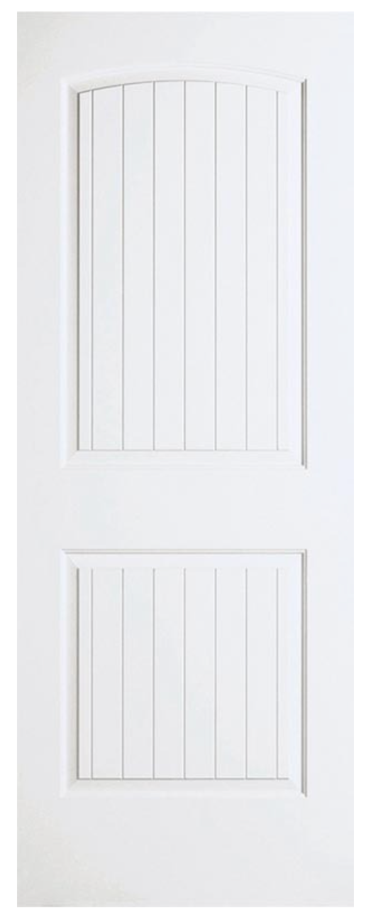 Slab: SanteFe(SFR) Primed Molded 2-Panel Squaretop Planked Raised Smooth Solid Core Slab 1 3/4" 20min Fire Rated