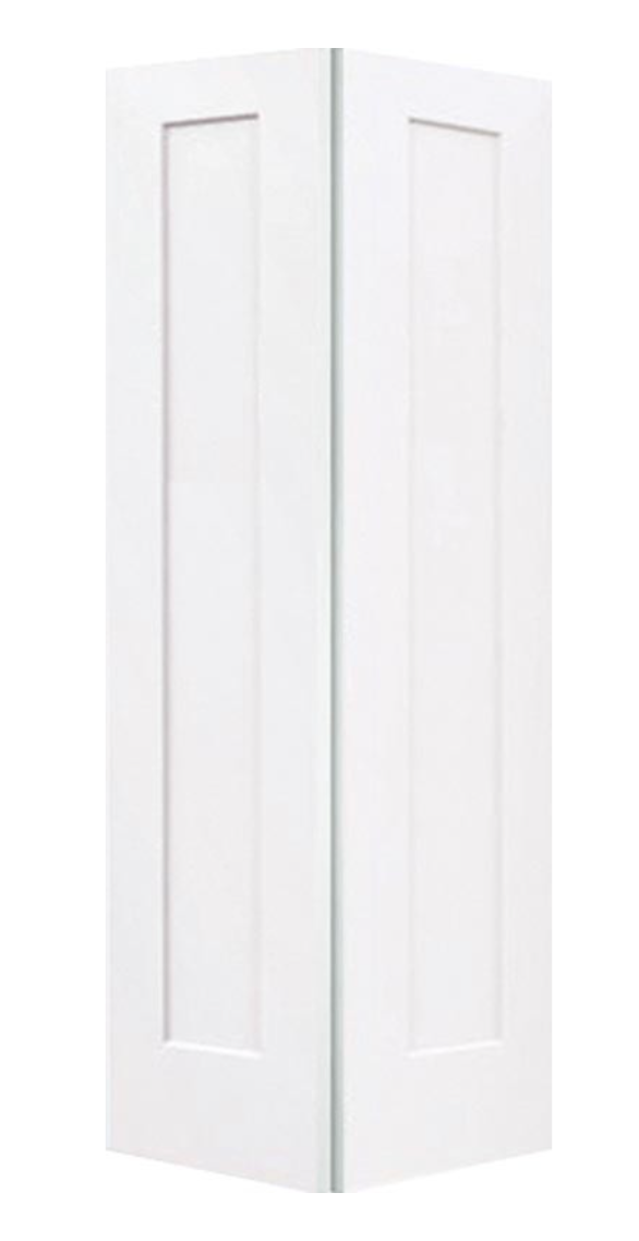 BiFold:Madison Primed Molded Smooth 1-Panel Hollow Core Bifold Door w/Hardware