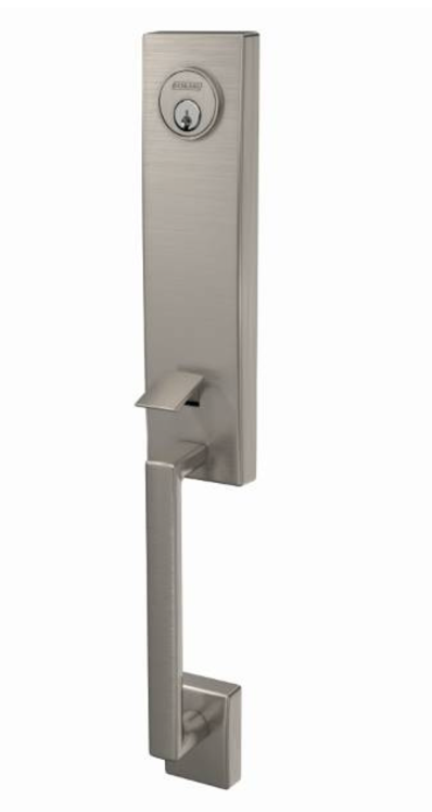 Schlage Handleset Exterior - Greene - Bright Chrome