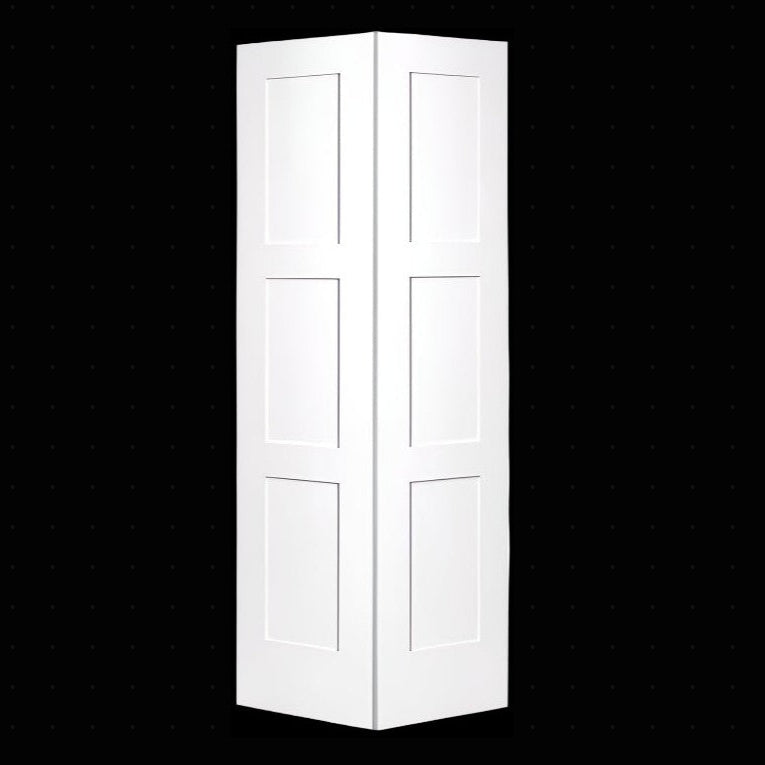 BiFold:Birkdale 3-Panel Shaker Style Hollow Core Smooth Bifold Door w/Hardware