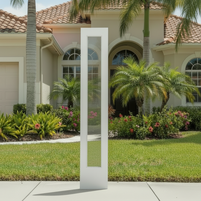 SLAB: Nova-90 Sidelite Fiberglass Smooth 1-lite full-lite direct glazed Clear Low-E glass non-Impact SLS1SL/SLS1SL80 (unfinished)