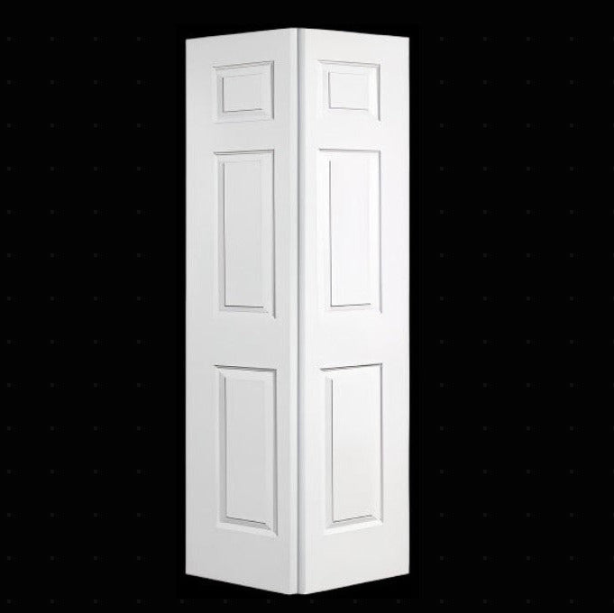 Bifold: Colonist Primed Moulded Smooth 6-Panel Raised Panel Hollow Core Bifold Door w/Hardware