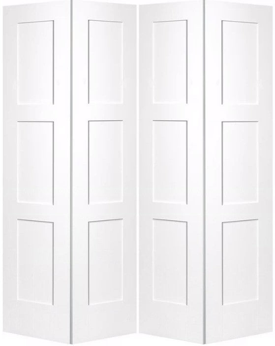 BiFold:Birkdale 3-Panel Shaker Style Hollow Core Smooth Bifold Door w/Hardware