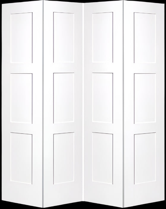 BiFold:Birkdale 3-Panel Shaker Style Hollow Core Smooth Bifold Door w/Hardware