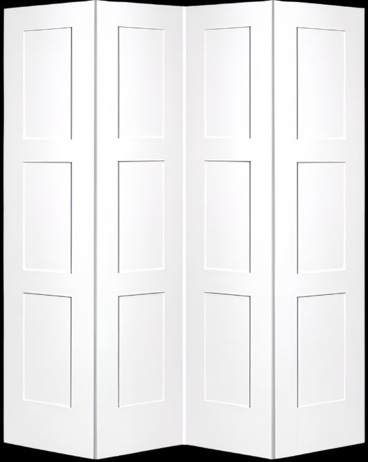 BiFold:Birkdale 3-Panel Shaker Style Hollow Core Smooth Bifold Door w/Hardware