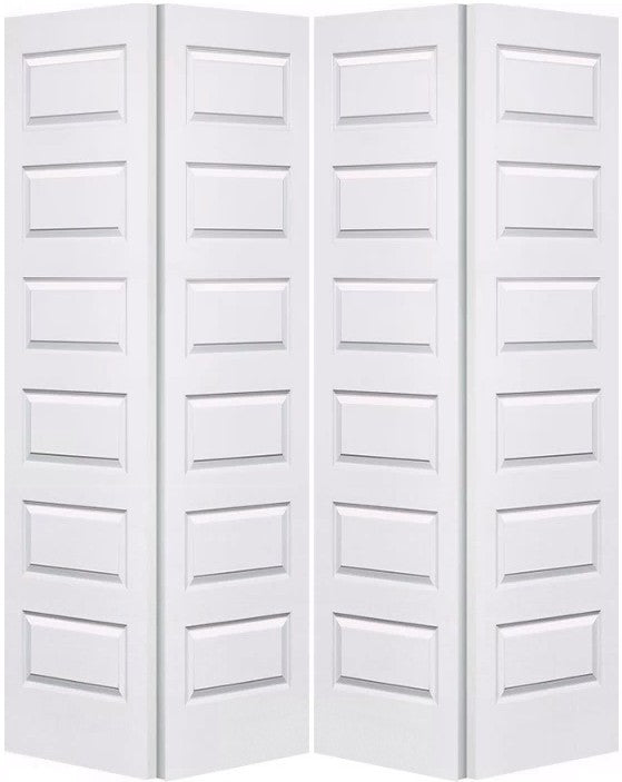 Bifold:Rockport Primed Moulded Smooth 5-Panel Raised Panel Hollow Core Bifold Door w/Hardware