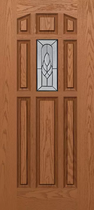 SLAB: Fiberglass Oak WG Texture 9-Panel Raised Roundtop DRG90 (unfinished)