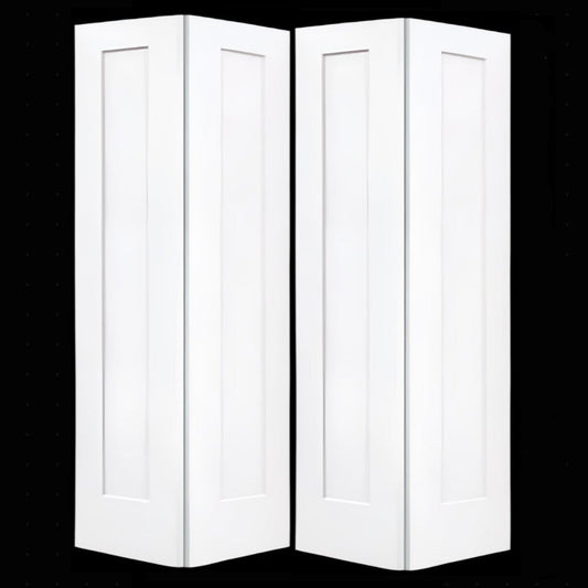 BiFold:Madison Primed Molded Smooth 1-Panel Hollow Core Bifold Door w/Hardware