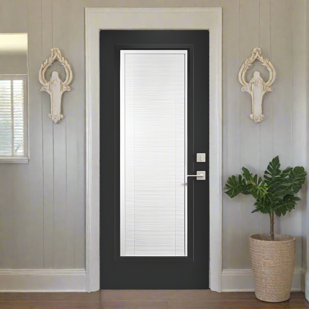 Pre-Hung Fiberglass Smooth w/ Mini Blinds Low-E Clear Glass Insert 1-3/4" Plastpro FL# 17347