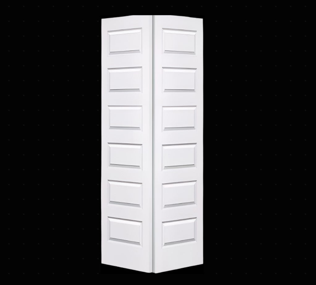 Bifold:Rockport Primed Moulded Smooth 5-Panel Raised Panel Hollow Core Bifold Door w/Hardware
