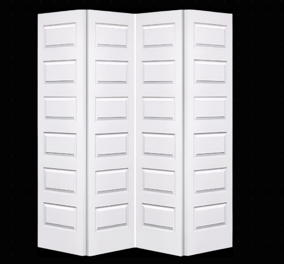 Bifold:Rockport Primed Moulded Smooth 5-Panel Raised Panel Hollow Core Bifold Door w/Hardware