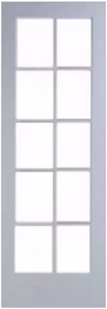 Slab:Primed French Door (10-Lite - 80") 0r (12-lite 96") Clear Glass Ovolo Sticking Slab