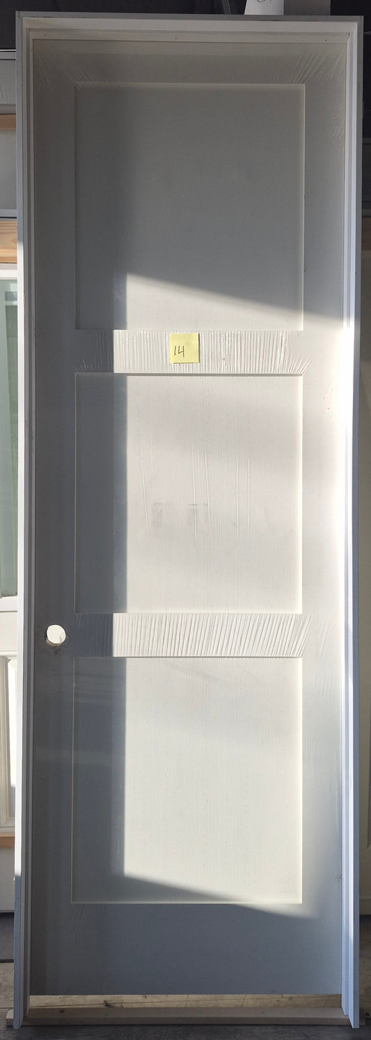 CLEARANCE - Interior Door 14 - Pre-hung Right Hand Swing 2/8(32")x8/0(96")x 1-3/8" Primed MDF Smooth 3-Panel True Shaker SC