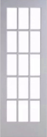 Slab: Primed MDF Smooth French Door 15 Lite/18 Lite - Clear Glass ovolo sticking Slab