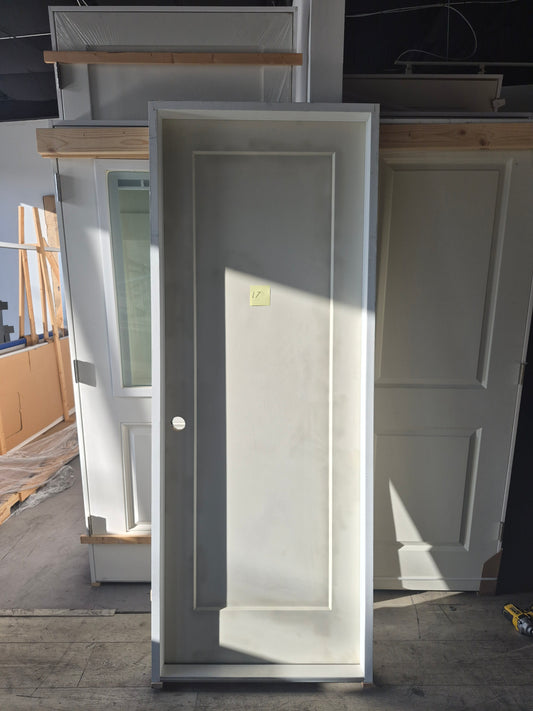 CLEARANCE - 20min Fire Door 17 - Pre-hung Right Hand OutSwing 2/6(30")x6/8(80")x 1-3/4" Primed Molded Smooth 1-Panel Shaker Style Madison 20 Min Fire Rated