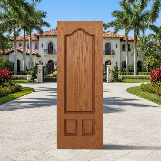 SLAB: Fiberglass Oak WG Texture 3/4 Gothic Panel over 2-Panel No Cutout DRG3080 (unfinished)