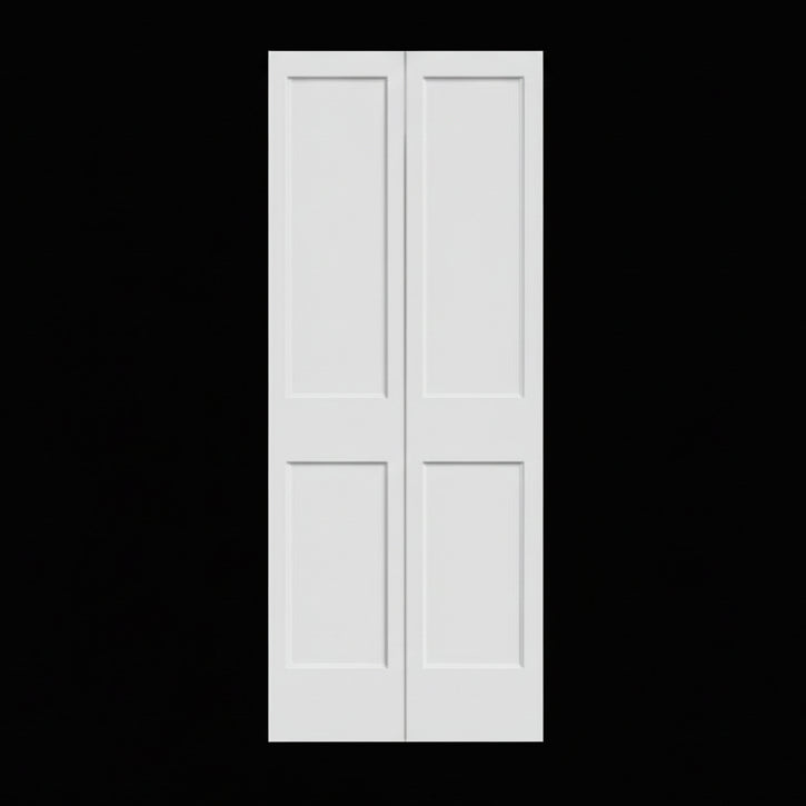 BiFold: Primed MDF 2-Panel Shaker Sile-N-Rail Primed Bifold Door w/Hardware