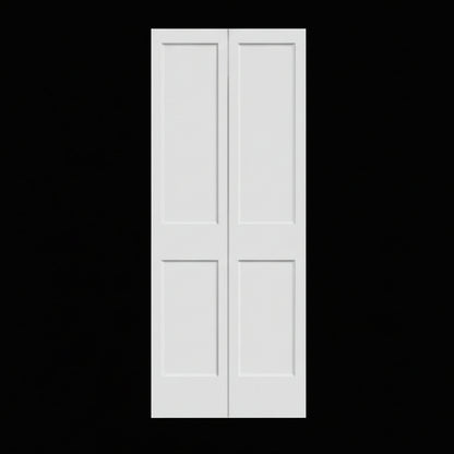 BiFold: Primed MDF 2-Panel Shaker Sile-N-Rail Primed Bifold Door w/Hardware