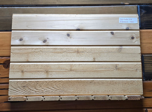 CALL FOR PRICE #41 1x4 STK T&G V2S Cedar