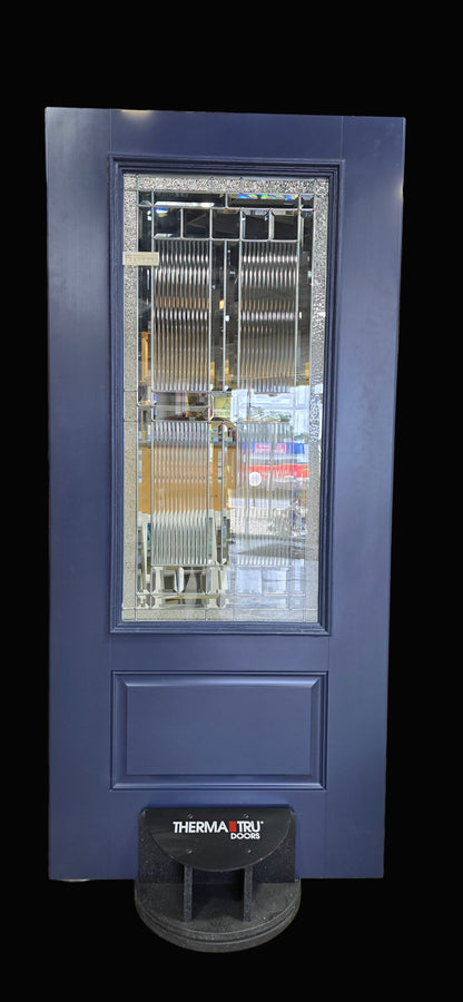 Pre-Hung Fiberglass Smooth w/ Sarantoga Glass and Nickel Caming ThermaTru